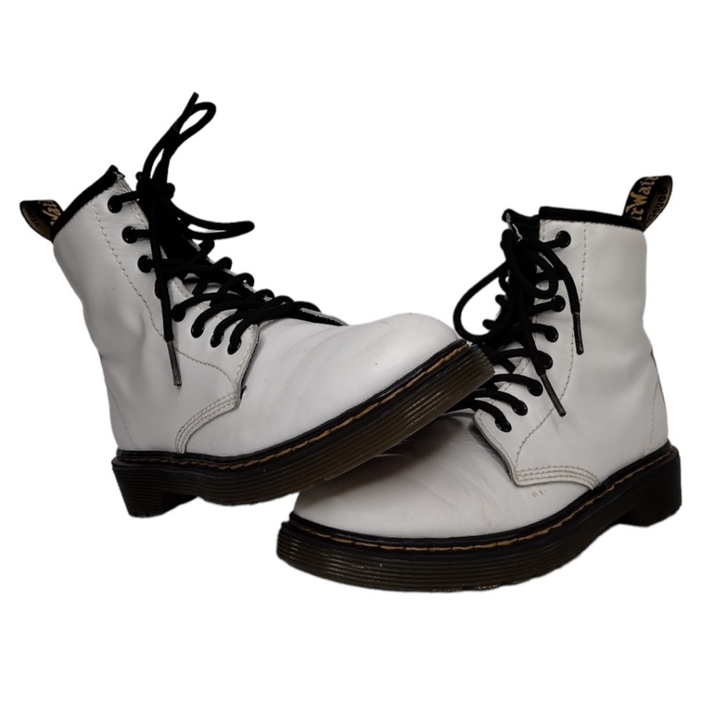 Dr Martens 1460 J White Lace Up Combat Boots Sz 3